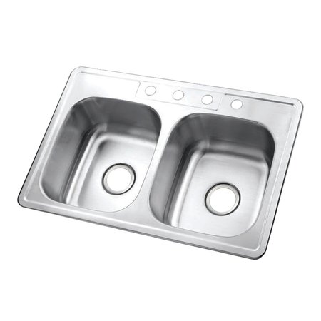 GOURMETIER GKTD33226 Drop-in Double Bowl Kitchen Sink, Brushed GKTD33226